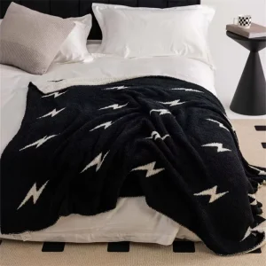 New Design Lightning Jacquard Knitted Throw Blanket for Winter Home Decoration Sofa and Travel Blanket LN
