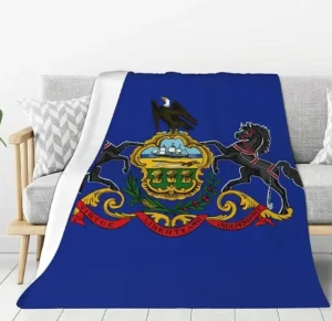New Design Pennsylvania State Us Flag Personalized Custom Flag Fashion Flannel Sofa Blanket Household Blanket for All Seasons