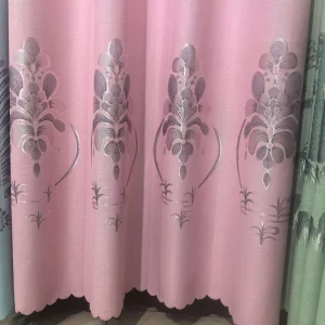 New Design Pink Floral Jacquard Blackout Curtain Fabric Polyester Curtains for Bedroom Living Room