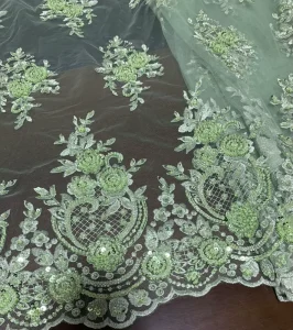 New Design Plain Double-Sided Heavyweight Embroidery Beads Lace Tulle Fabric Machine Beaded Sequins Wedding Accessories