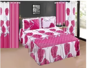 New Design Ruffled Quilt Bedding Sheet Set Deep Pocket Skirt Ruffle Linen Red Color Fitted Sheet Set