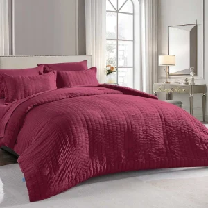 New Design Seersucker Queen Size Bedding Set 3 Pieces All Season Duvet Cover with Pillow Sham