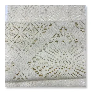 New Design Soft Hand Feel 85% Cotton Lace Yarn Dyed Tricot Knitted Crocheted Fabric for Vacation Wearing Home Textile Accessories