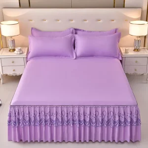 New Design Solid Color Lace Bed Skirt Set
