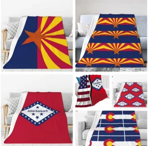 New Design State Us Flag Personalized Custom Flag Fashion Flannel Sofa Blanket Household Blanket for All Seasons