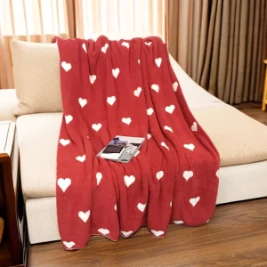 New Design Winter High Quality Valentine Day Polyester Microfiber Soft Warm Cozy Heart Knitted Throw Blanket for Sofa