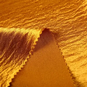 New Design Woven Golden Crepe Luxury Dyed Satin Gold Foil 100% Polyester Fabric for Dress