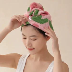 New Double sided Terry Yarn dyed Absorbent Hair Drying Cap Pure Cotton Long staple Cotton Hair Drying Towel