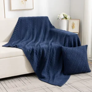 New Eco Friendly European Style Solid Color Knitted Throws Embroidered Office Air Conditioning Blanket for Casual Sofa Lunch
