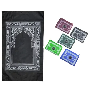 New Educational Thick Hajj Muslim Pray Rug Floor Pad Portable Islam Pocket Size Prayer Mat With Compass