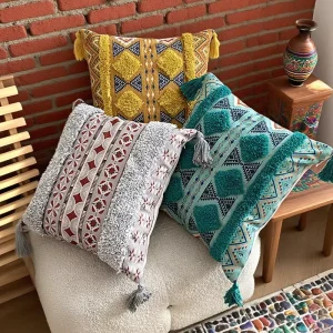 New Embroidered Tufted square Cushion Cover Modern Minimalist Style Cotton Linen for Guesthouses Home use Throw Pillow Filling