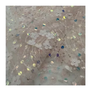 New Fashion 100%polyester 70gsm Mesh Lace Sequin Embroidery Fabric for Women Stage Clothing