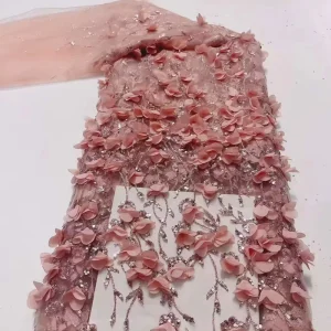 New Fashion 3D Full Lace Color Sequin Lace Fabric Tissu Dentelle Paillettes