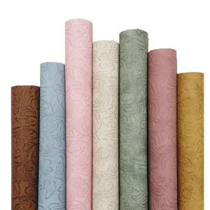 New Fashion Special Flowers Textured Pattern Embossed Artificial Synthetic Leather Rolls for Wallet Box Shoes Ntoebook