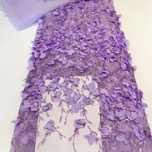 New Fashion Splash Gold Flower 3D Full Lace Colorful Embroidered Sequin Lace Fabric