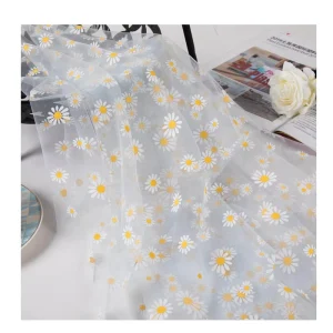 New Fashion Sunflower Sequin Nylon Glitter Embroidery Sheer Tulle Mesh Fabric for Girl’s Dresses Wedding Bag and Accessories