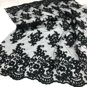 New Flexible Tulle Mesh Multicolor Embroidered Lace Fabric DIY Curtain Children’s Dress Celebration Dress French Lace
