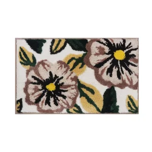 New Flower TPE Non slip Bottom Machine Washable Tufted Bath Mat for Bathtub
