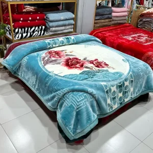 New High Class Korean Cloud Bed Blanket 5kg 200×230 Flower Embossed 2 Ply Mink Raschel Blanket