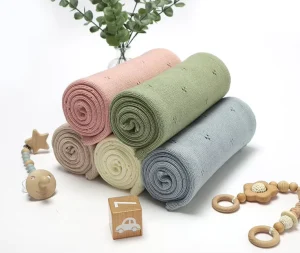 New Hollow Jacquard Super Soft Cotton Solid Color Knitted Blanket
