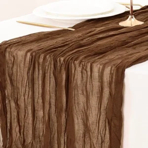 New Home Textiles Gauze Boho Chiffon Table Runner Teal Brown Cheesecloth Table Runners for Wedding
