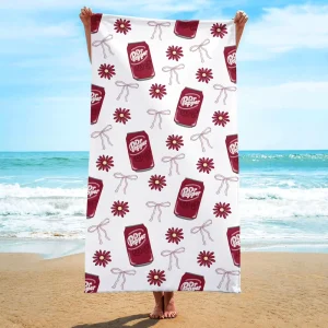 New Hot Selling Pretty Soft Drink Pattern Beach Towel Lightweight Sand Free Microfiber Swimming Towel Outdoor Travel Bath Towel
