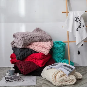 New Ins Handmade Woven Throws for Sofa Hand Knitted Chunky Chenille Blanket Fls