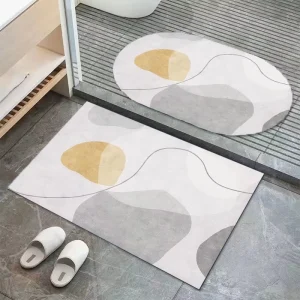 New Material Rubber Bath Mats Non slip Backing Tapete De Cozinha Diatom 2 Piece Set Bathroom Rugs