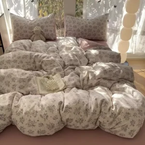 New Modern Cloudy Fiber Printed Four Piece Wedding Bedding Set Heart-Fluttering Series 200TC Fade Resistant Summer