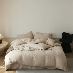 New Modern Plain Dyed Double-Layer Wrinkled Yarn 100% Pure Cotton 200TC Breathable Durable All-Season Grade Jacquard Set