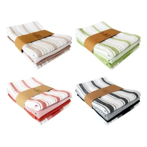 New Nordic style square cotton kitchen towel striped fabric tea towel set dishcloth coffee tea accessories 4 piece set