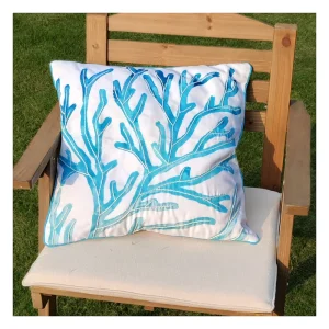 New Outdoor Summer Sea Coastal Coral Print Embroidery Outdoor Pillow Cushion Sofa Cover with for Decoration