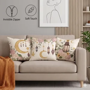 New Ramadan Decoration Moon Oil Lamp Printed Lumbar Pillow Cover Aesthetic Boho Seat Cushion Case for Sofa Home Decor