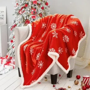 New Red Snowflake Design Raschel Blanket Super Soft and Warm for Winter Christmas Gift Idea