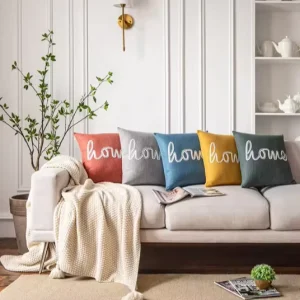 New Seasons Rope Words Embroidery Style Decorative Throw Pillow Soft Waist Support Cushion Covers Pillow Covers