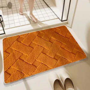 New Shu Cotton Fleece Jacquard Weave Carpet Modern Water Absorption Bathroom Bath Mat Woven Velvet Padded Modern Stripes