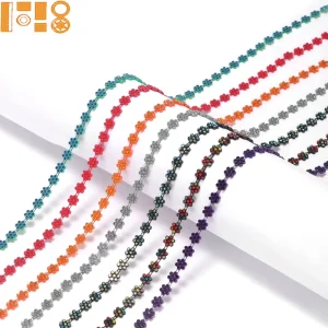 New Small Plum Blossom Single Strip Colorful Rhinestones Shoe Bag Clothing Decoration Diamond Strip Handmade DIY Accessories