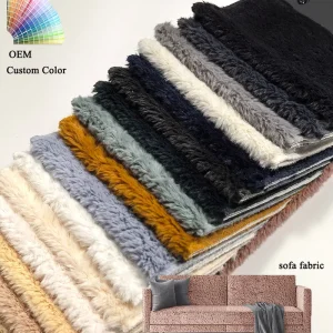 New Solid Plain Plush Upholstery Fabric for Sofa Furniture Textile Soft Polyester Plush Fabric for Home Textiles
