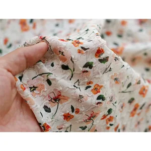 New Spring and Summer Chiffon Floral Print Dress Fabric 30d Breathable Three dimensional Embossed Bubble Crumpled Chiffon Fabric