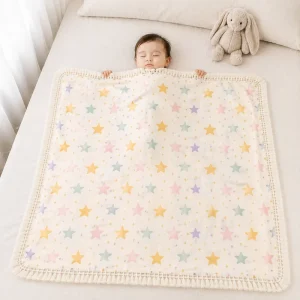 New Style 100% Cotton 2 Layer Super Soft Breathable Pattern Lace Blanket Woven Solid Baby Muslin Swaddle