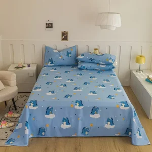 New Style 100% Cotton Bedsheet Set High Quality Flat Bed Sheet Breathable and Printed for Children