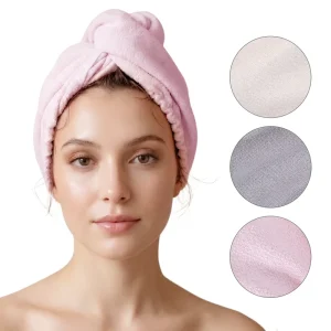 New Style Bath Ant Cloth Hair Drying Cap Velvet Material Quick Dry Eco Friendly Water Absorbent Custom Logo Buttons Twist Wrap