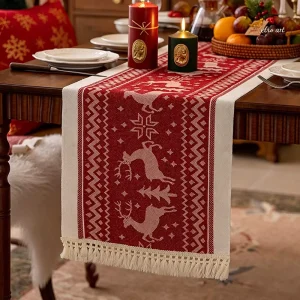 New Style Christmas Rustic Table Runner 72in Waterproof for Holiday Party Decor Rectangular