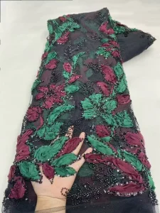 New Style Heavy Embroidery Beaded Sequin Embroidered Cheongsam Fabric Wedding Dress Mesh Lace Embroidered Fabric