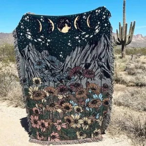 New Style Jacquard Woven Blanket with Tassel Soft Floral Throw for Home Decor