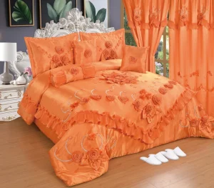 New Style Luxury Bridal Bedding Set king Size 10 Pcs Wedding Sheet Set Cotton Duvet Set with Matching Curtains