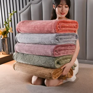 New Style One Piece Set Rabbit Fur Imitation Reactive Printed Edge trimming Blanket