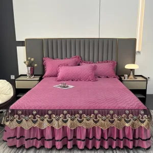 New Style Polyester 500TC Non Toxic Washable Bed Skirt Woven Padded Thickened Mattress Protector Bedclothes