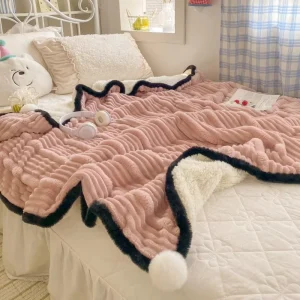 New Style Solid Rabbit Faux Fur Blanket for Bed Cover or Decoration Luxury Sofa Throw