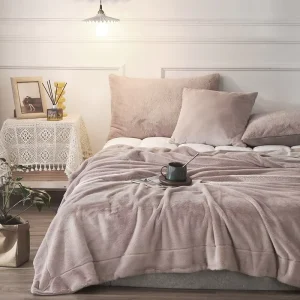 New Style Solid Rabbit Faux Fur Blanket for Bed Cover or Decoration Luxury Sofa Throw